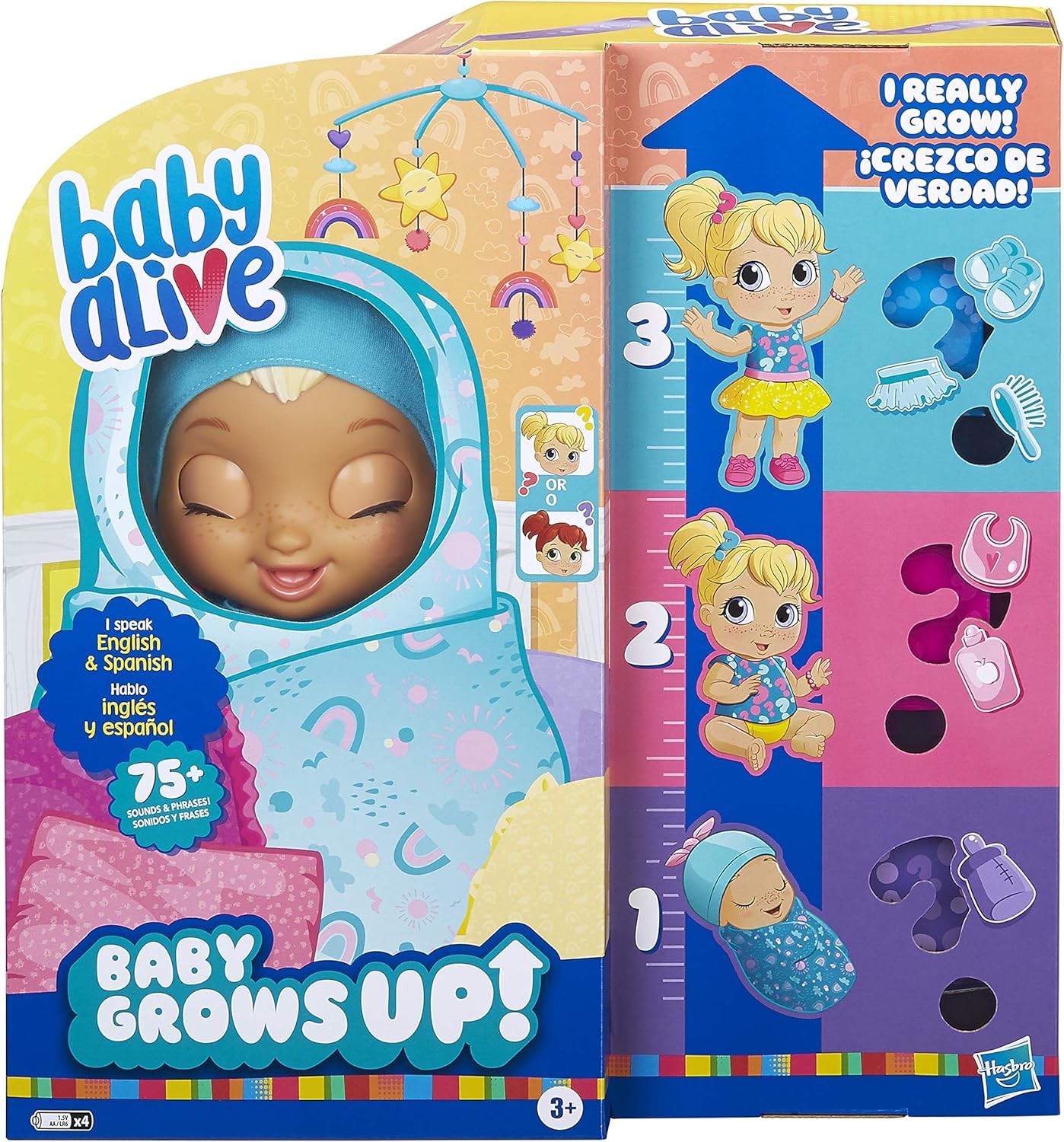 Baby Alive Baby Grows Up (Happy) - Happy Hope or Merry Meadow, Growing and Talking Baby Doll